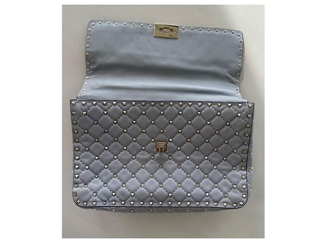 Borsa a tracolla Valentino Garavani Rockstud in pelle grigia Grigio - vista 2