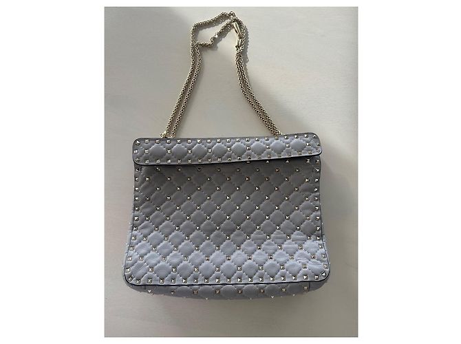Borsa a tracolla Valentino Garavani Rockstud in pelle grigia Grigio - vista 3