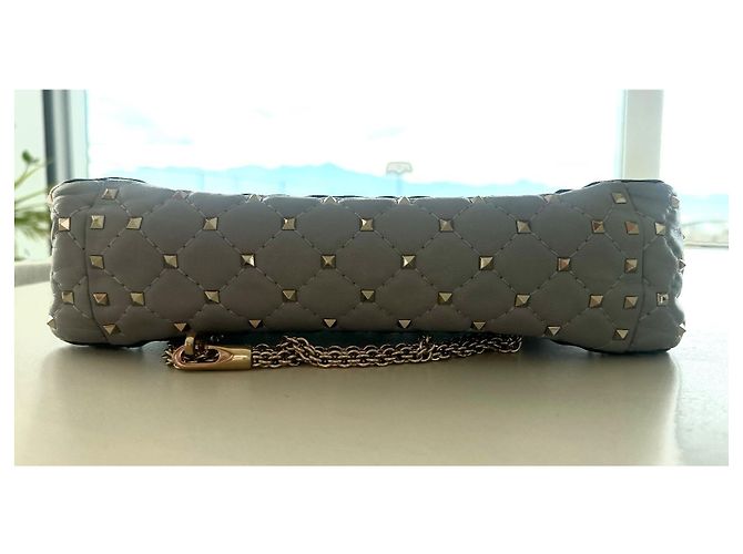 Borsa a tracolla Valentino Garavani Rockstud in pelle grigia Grigio - vista 5