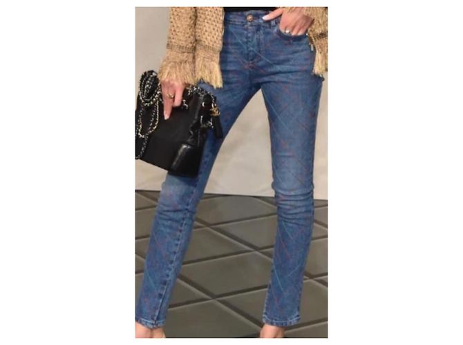 Camera Vaqueros Chanel de denim acolchado Azul - vista 10
