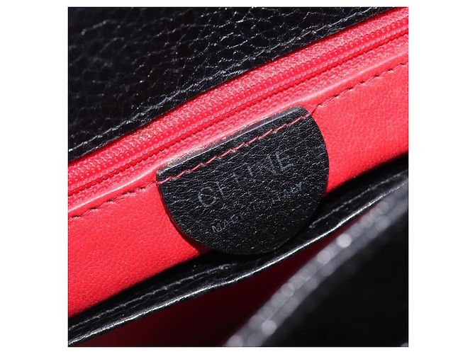 Céline Celine Vintage Circle Logo Leather Small Nero - vista 6