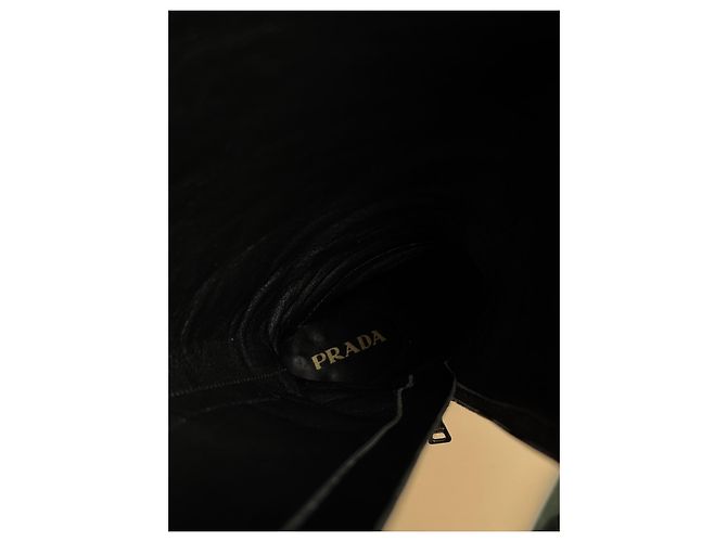 Botas altas de piel negra Prada Talla 40 Negro - vista 12