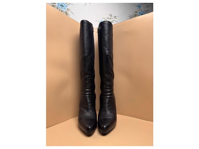 Botas altas de piel negra Prada Talla 40 Negro - vista 4