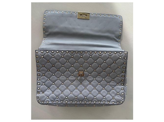 Borsa a tracolla Valentino Garavani Rockstud in pelle grigia Grigio - vista 2