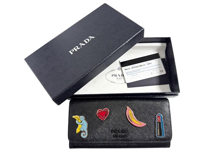 Portafoglio lungo Prada da donna in pelle Saffiano nera Nero - vista 11