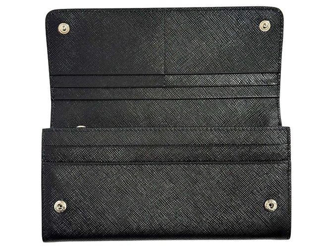 Portafoglio lungo Prada da donna in pelle Saffiano nera Nero - vista 3