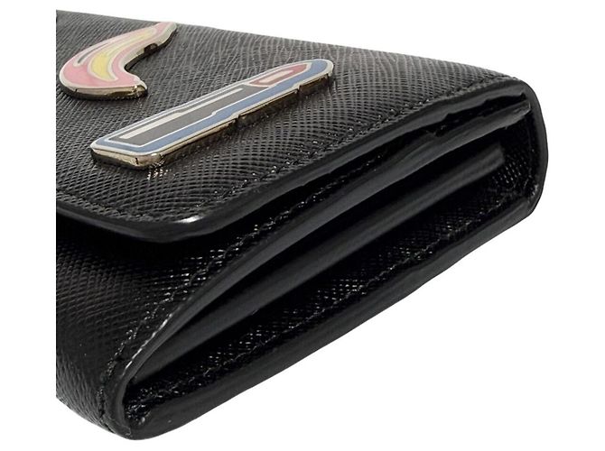 Portafoglio lungo Prada da donna in pelle Saffiano nera Nero - vista 6