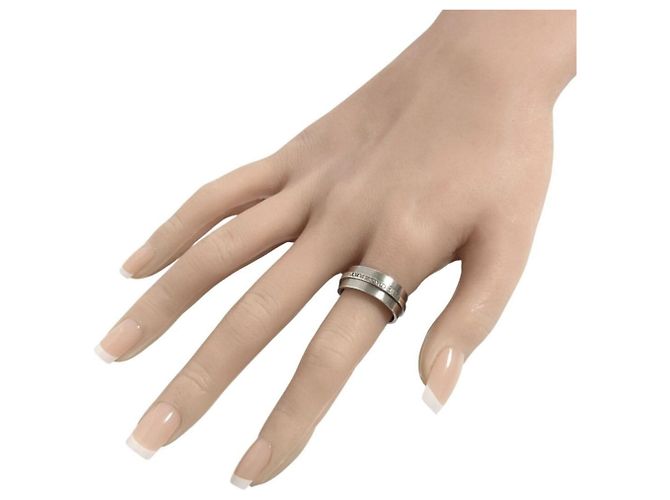 Anello largo con logo Burberry da uomo Argento - vista 10