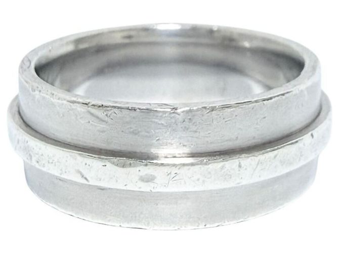 Anello largo con logo Burberry da uomo Argento - vista 5
