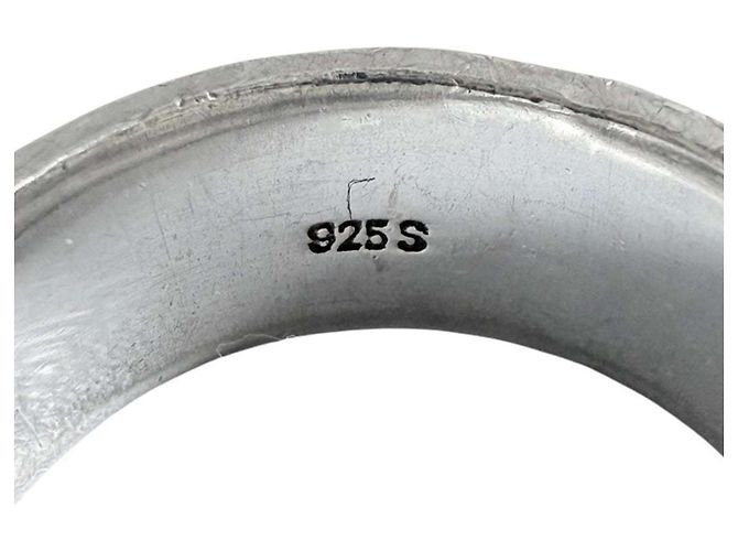Anello largo con logo Burberry da uomo Argento - vista 7