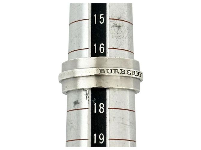 Anello largo con logo Burberry da uomo Argento - vista 9