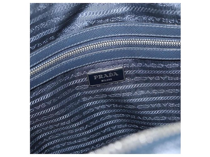 Prada Convertible Zip Around Saffiano Leather Medium Blu navy - vista 6