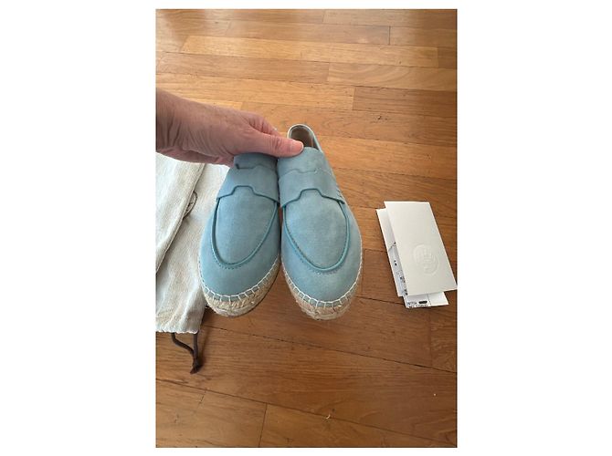 Hermès Espadrillas in camoscio azzurro Blu chiaro - vista 2