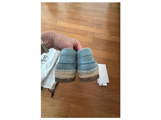 Hermès Espadrillas in camoscio azzurro Blu chiaro - vista 3
