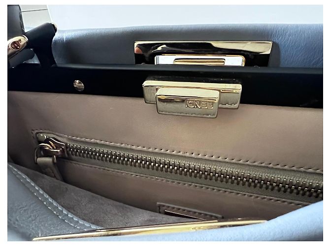 Fendi Peekaboo MM Handtasche aus grauem Leder - Ansicht 4