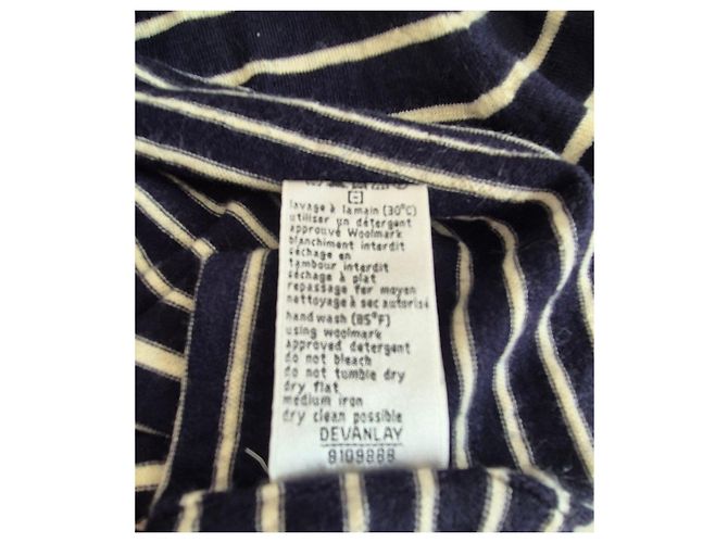 lacoste damen wollpullover v-ausschnitt gestreift marine weiß größe 44 devanlay woolmark Blau - Ansicht 7