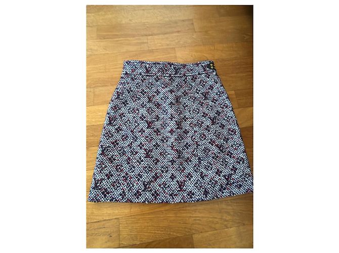 Louis Vuitton Tweed mini skirt with monogram pattern Red Blue Multiple colors - view 2