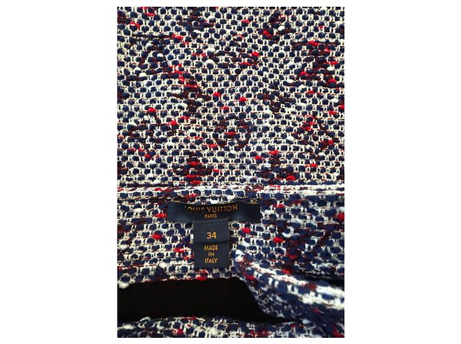 Louis Vuitton Tweed mini skirt with monogram pattern Red Blue Multiple colors - view 3