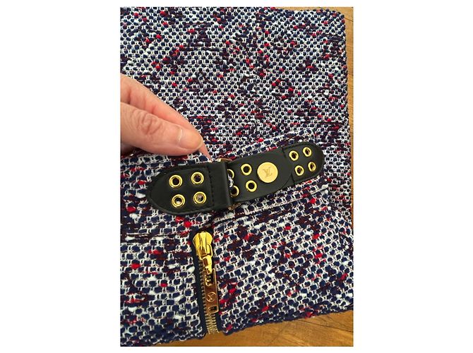 Louis Vuitton Tweed mini skirt with monogram pattern Red Blue Multiple colors - view 5