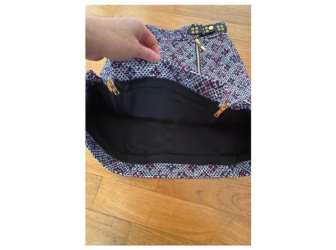Louis Vuitton Tweed mini skirt with monogram pattern Red Blue Multiple colors - view 6