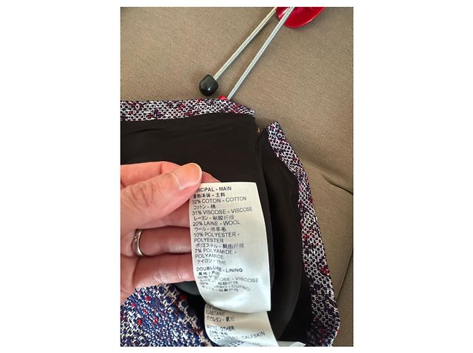 Louis Vuitton Tweed mini skirt with monogram pattern Red Blue Multiple colors - view 7