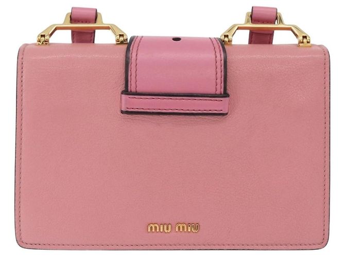 Miu Miu Madras Crystal Buckle Leather Small Rosa - vista 2