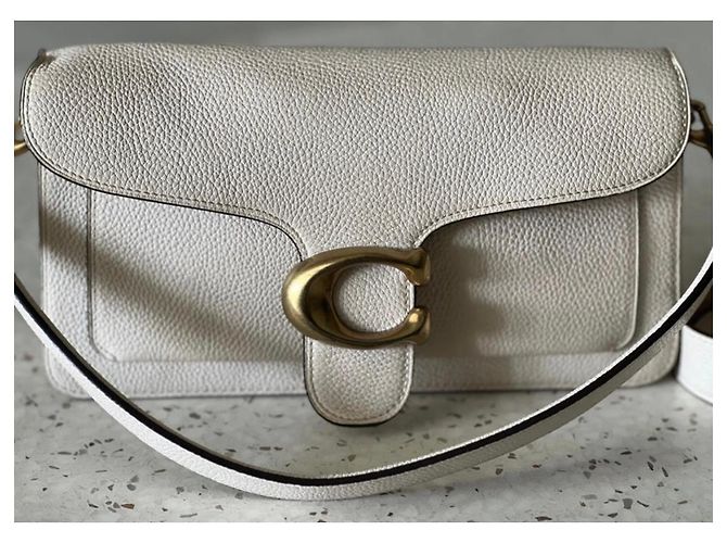 Borsa a tracolla Coach Tabby in pelle martellata bianca Bianco - vista 2