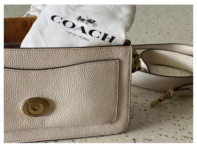 Borsa a tracolla Coach Tabby in pelle martellata bianca Bianco - vista 7