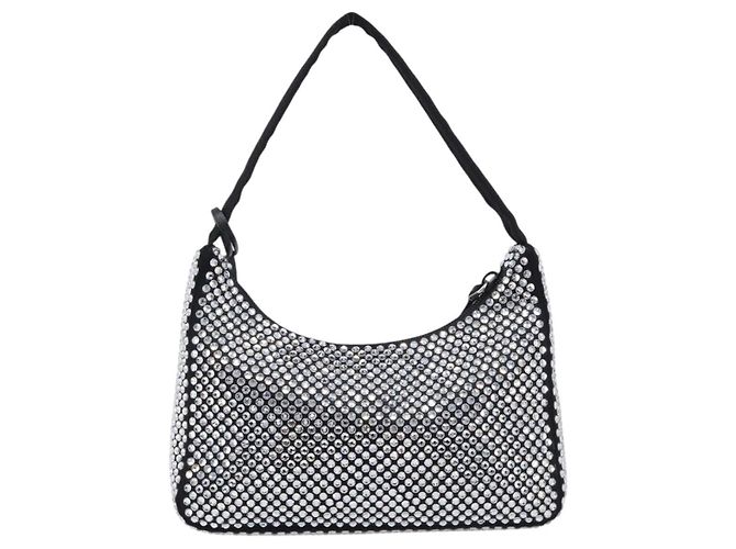 Prada Re-Edition 2000 Hobo Mini de satén con cristales Plata - vista 2