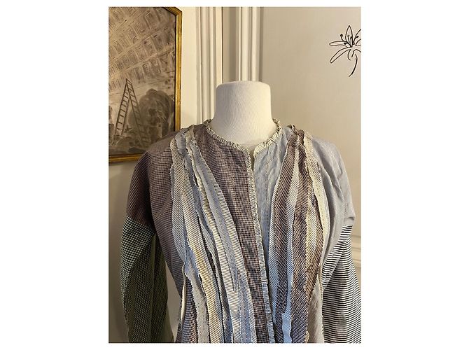 Jamin Puech Cotton patchwork blouse Brown White Blue Green - view 2