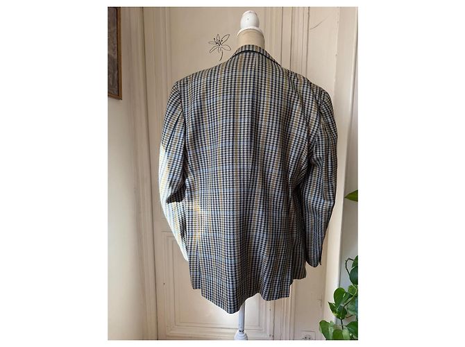 Autre Marque Blazer xadrez em lã Harris Tweed Ted Lapidus Marrom Azul Cinza Amarelo - vista 2