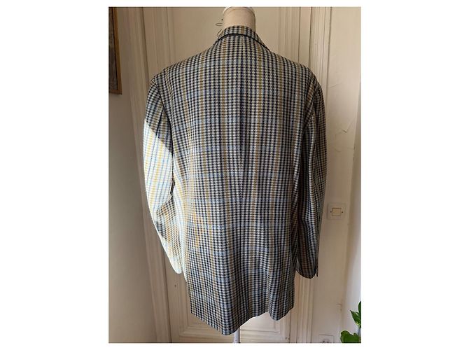 Autre Marque Blazer xadrez em lã Harris Tweed Ted Lapidus Marrom Azul Cinza Amarelo - vista 3