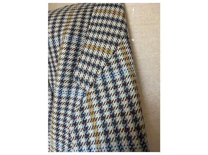 Autre Marque Blazer xadrez em lã Harris Tweed Ted Lapidus Marrom Azul Cinza Amarelo - vista 5
