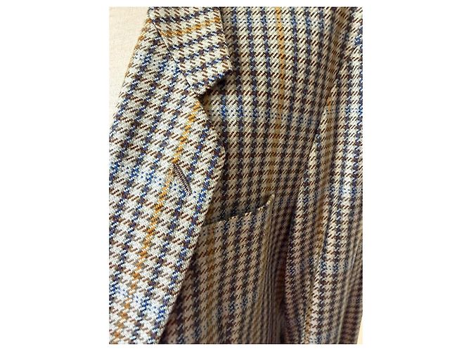 Autre Marque Blazer xadrez em lã Harris Tweed Ted Lapidus Marrom Azul Cinza Amarelo - vista 6