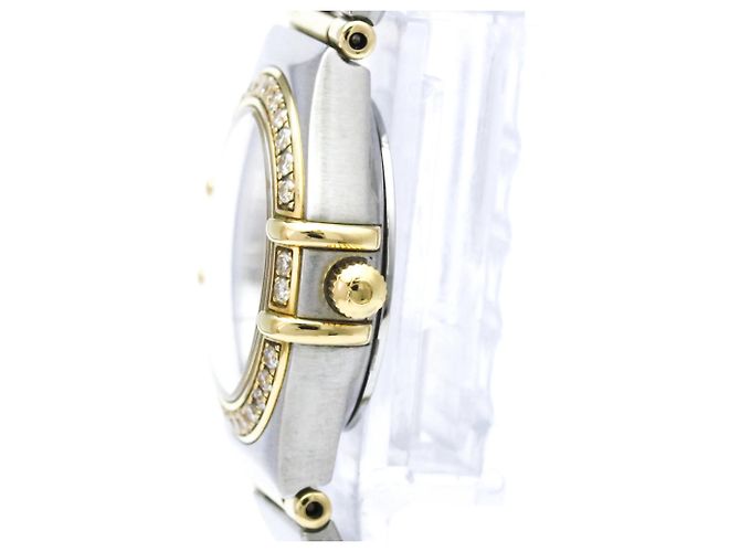 Omega Constellation Quartz de acero inoxidable y oro rosa con bisel de diamantes 23 - vista 3