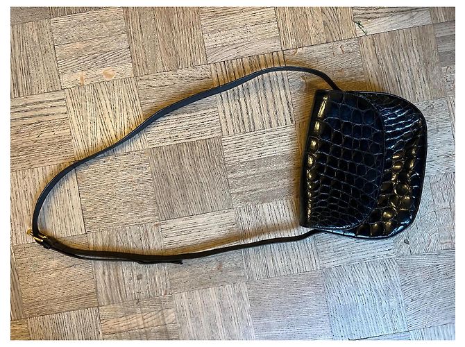 La Bagagerie Bolsa de ombro em couro de crocodilo preta - vista 3