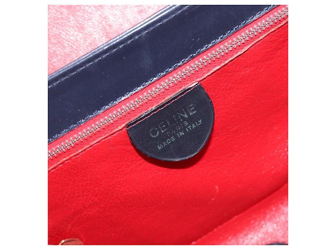 Céline Borsa a mano CELINE in pelle Navy Gold Auth ep16387A D'oro Blu navy - vista 19