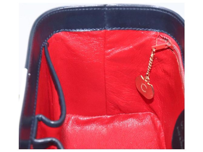 Céline Borsa a mano CELINE in pelle Navy Gold Auth ep16387A D'oro Blu navy - vista 22