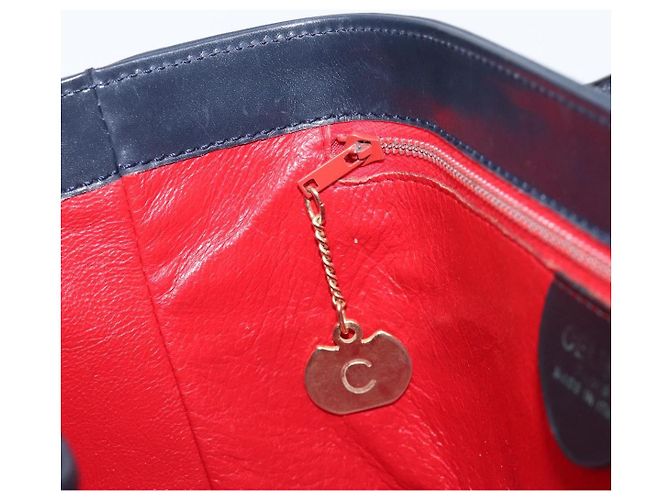 Céline Borsa a mano CELINE in pelle Navy Gold Auth ep16387A D'oro Blu navy - vista 23