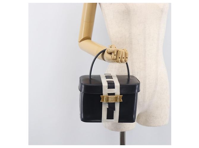 Céline Borsa a mano CELINE in pelle Navy Gold Auth ep16387A D'oro Blu navy - vista 27