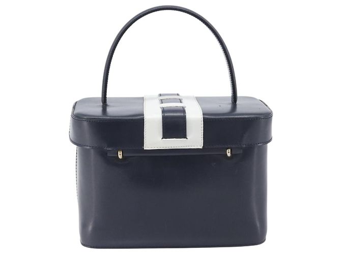 Céline Borsa a mano CELINE in pelle Navy Gold Auth ep16387A D'oro Blu navy - vista 3