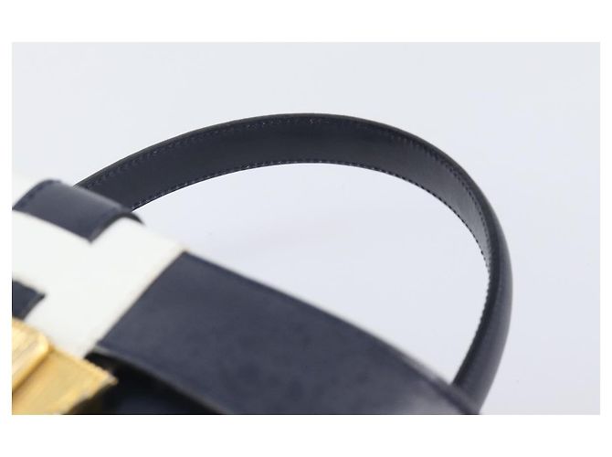 Céline Borsa a mano CELINE in pelle Navy Gold Auth ep16387A D'oro Blu navy - vista 8