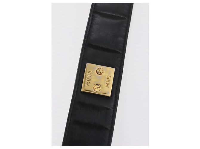 Borsa a tracolla CHANEL Matelasse in pelle verniciata nera e oro CC Auth bs37475 - vista 10