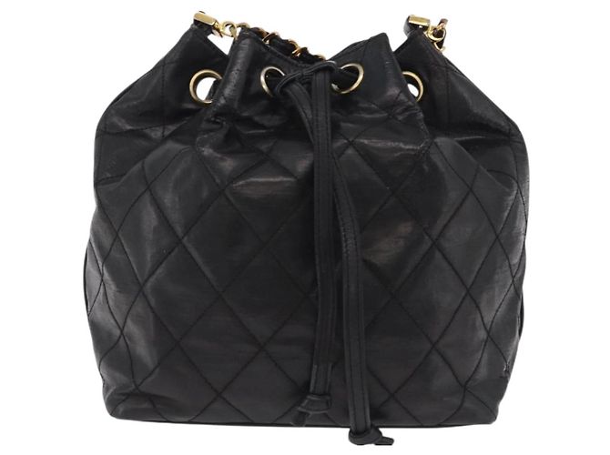 Borsa a tracolla CHANEL Matelasse in pelle verniciata nera e oro CC Auth bs37475 - vista 2