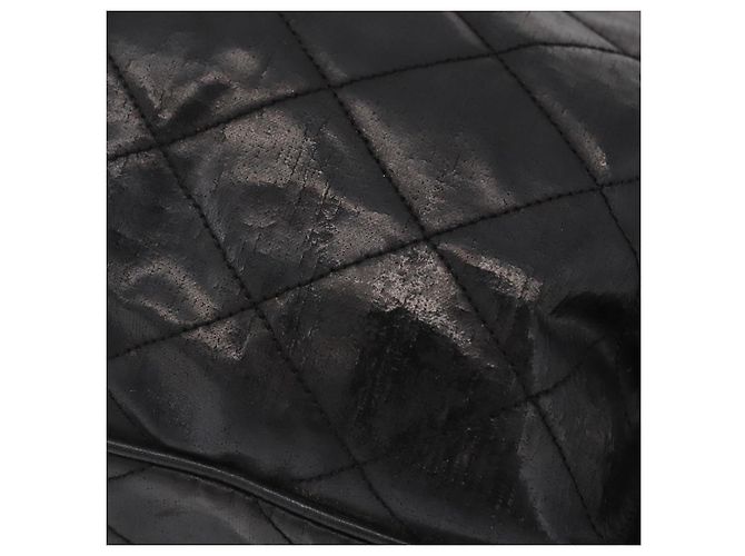 Borsa a tracolla CHANEL Matelasse in pelle verniciata nera e oro CC Auth bs37475 - vista 5