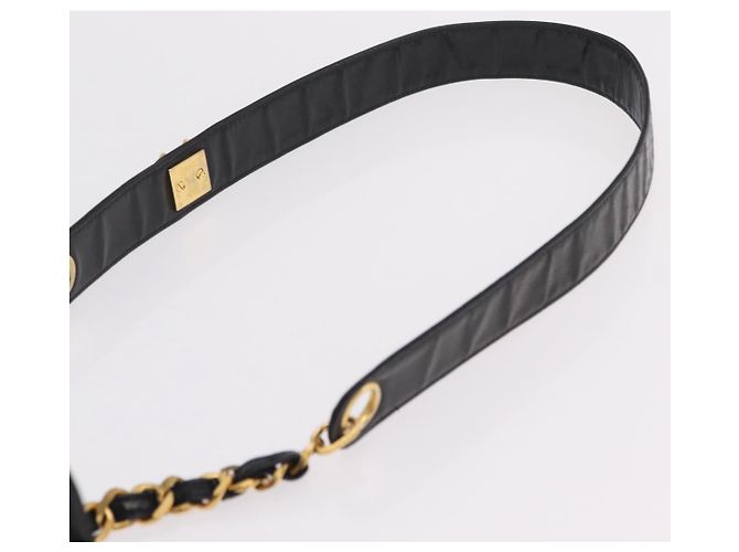 Borsa a tracolla CHANEL Matelasse in pelle verniciata nera e oro CC Auth bs37475 - vista 9