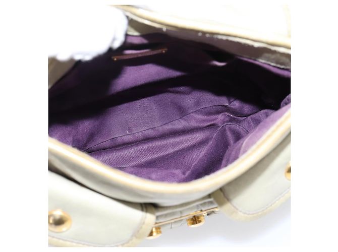 Bolsa Miu Miu Matelassé em Couro 2way Bege Tom Dourado Auth 208870A - vista 20