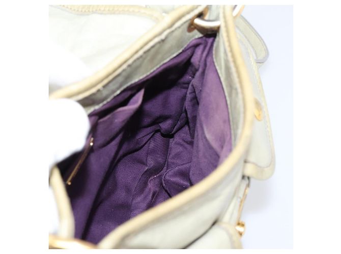 Bolsa Miu Miu Matelassé em Couro 2way Bege Tom Dourado Auth 208870A - vista 21