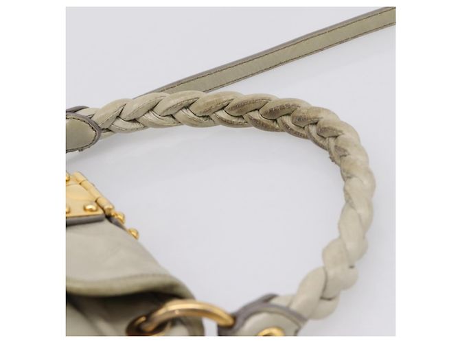 Bolsa Miu Miu Matelassé em Couro 2way Bege Tom Dourado Auth 208870A - vista 8