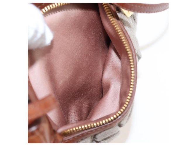 Borsa a tracolla Miu Miu Linen Beige Gold Auth 167687M D'oro - vista 18